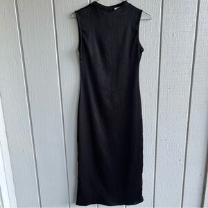 Camila Coelho Pleated Sleeveless Midi Dress in Black Size S